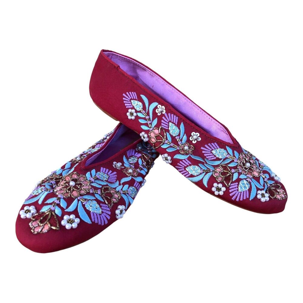 Anthropology Llani Embellished Satin Ballet Slippers Size 39/8.5 - Picture 6 of 11